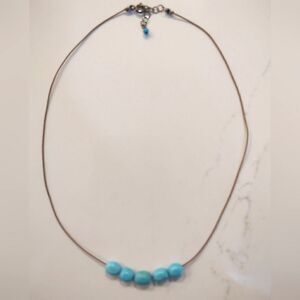 J. Mills Simple Kingman Turquoise Bead Necklace